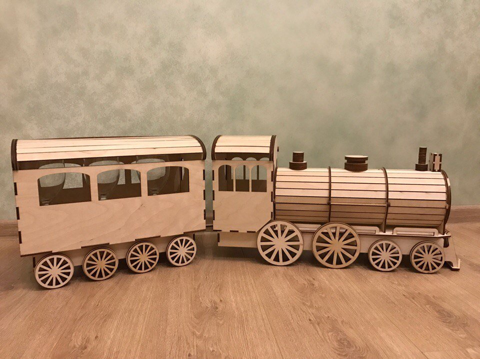 Free laser cutting projects wooden train design for CNC router and laser cutting