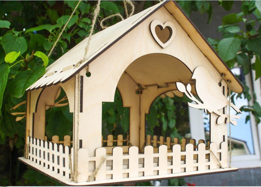 Wooden Bird Feeders design for laser cutting download dxf files