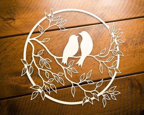 love birds on tree branch free laser cut files