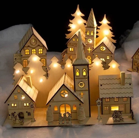 Free Laser cut wood designs Christmas Eve Box 7 Santa Christmas house dxf