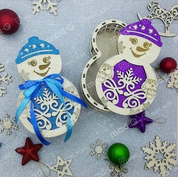 Free Laser cut wood designs Christmas Eve Box 2 Wooden Snowman Christmas Gift Laser Cut mdf