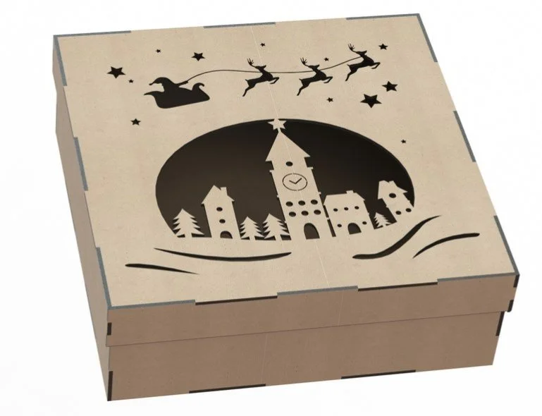 Free Laser cut wood designs Christmas Eve Box 4 wood box laser cut file