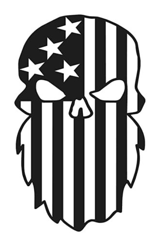 Beard Punisher USA Flag Skull