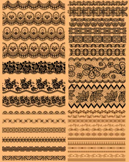 Set of Lace Vector pattern Borders Free Cdr File download 2 Lace Vector