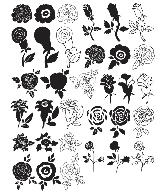 black and white flower clipart