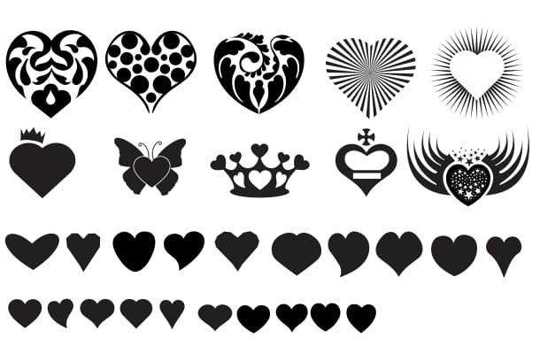 free heart vector Silhouettes Vector Art Set DXF File 2 free heart vector