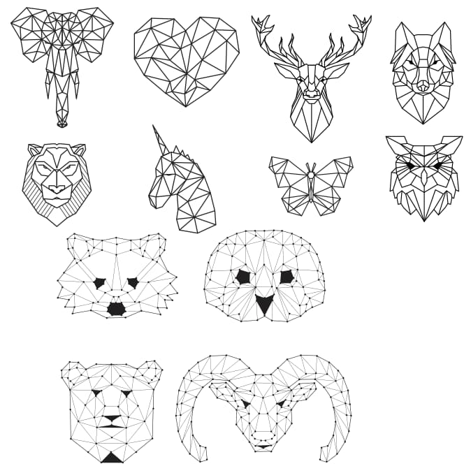 free vector Geometric Animals DXF file 2 free vector download Geometric Animals DXF file