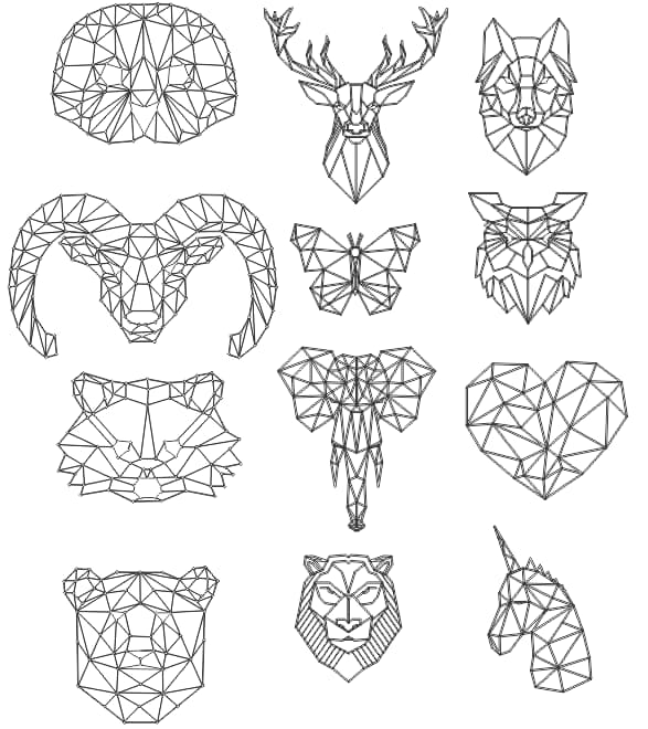 Free Geometric Animals SVG & DXF Files (Wolf, Bear, Lion & More) 2 geometric animals