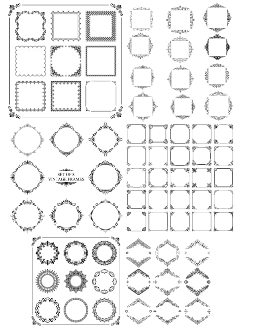 Free Vintage Frame Vector Art Set cdr files download 2 Vintage Frame Vector