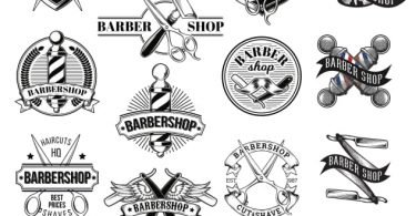 barber shop vector free download Logo Set CDR File - Free Vector