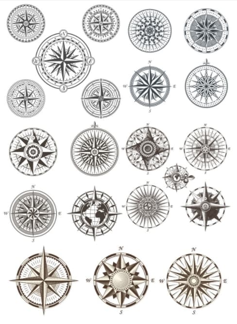 free vector compass Set CDR file format download 2 free vector compass