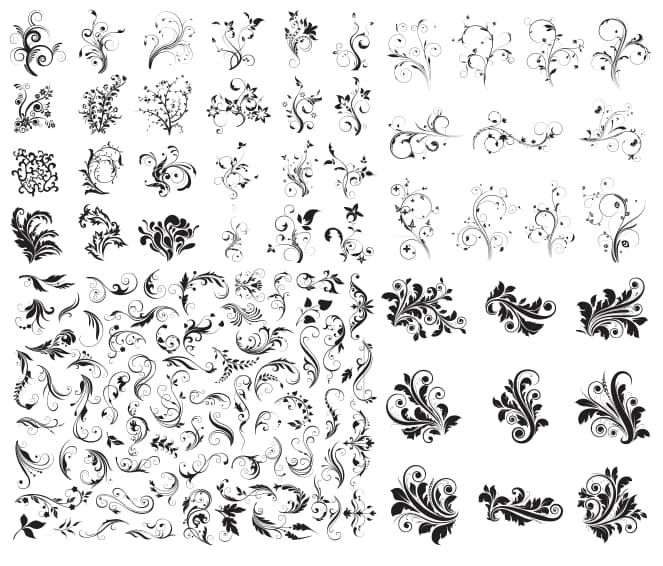 free vector floral swirls Set CDR File download 2 free vector floral swirls