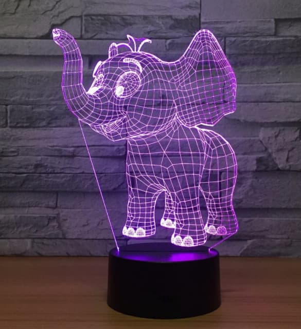 laser cut lamp Baby Elephant 3D Optical Illusion Lamp 2 laser cut lamp