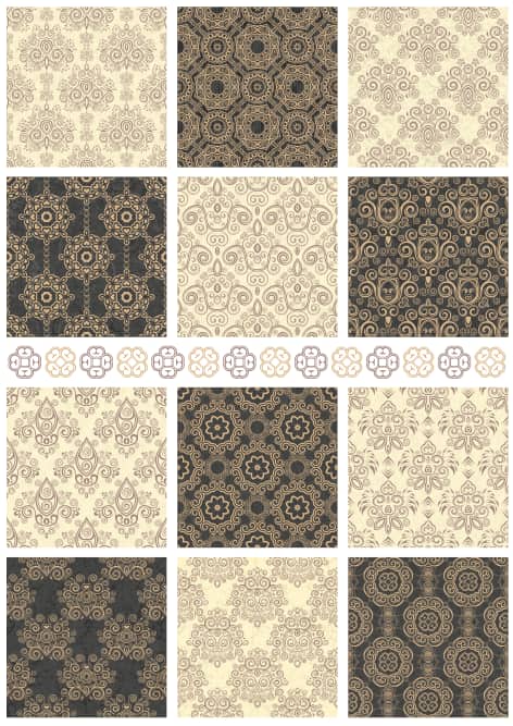 Seamless Baroque Pattern Set free vector patterns 2 free vector patterns