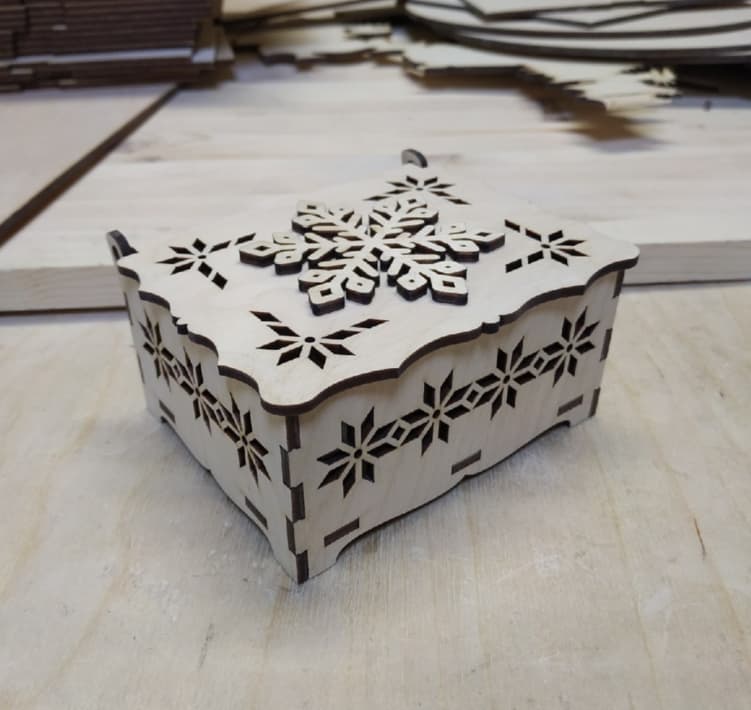 laser cut box template free Wooden Snowflake Box CDR File Free Vector