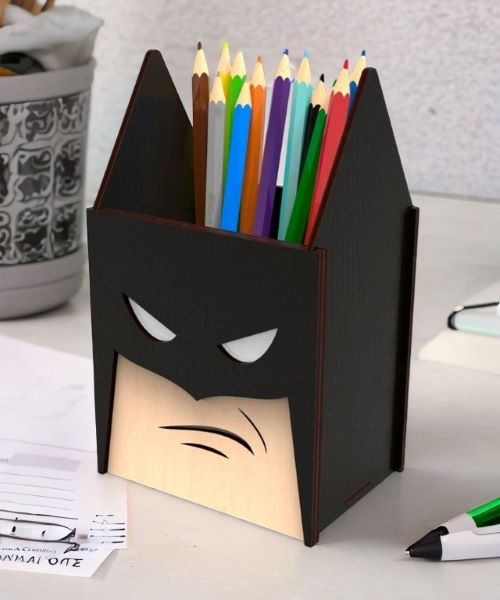 Laser cut Box Batman Pen Holder SVG File