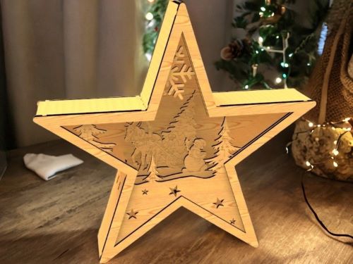 laser cut Wooden Christmas Star SVG File