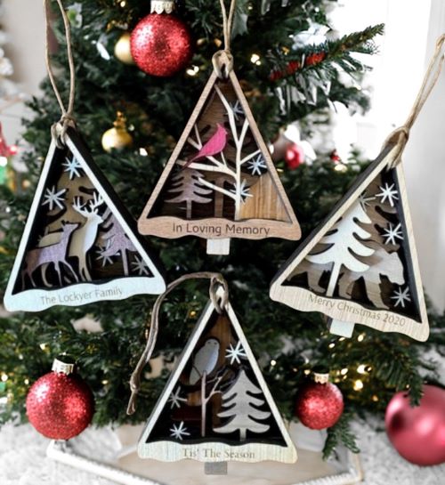 laser cut files Wooden Tree Ornaments SVG File