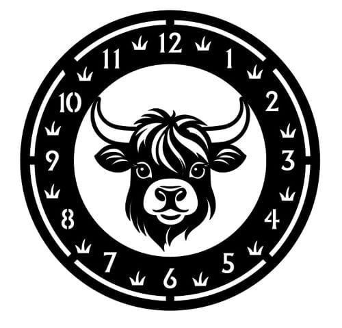 Highland Cow Cricut Vinyl Clock Svg Files