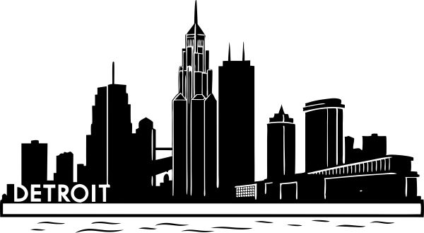 Detroit Skyline Laser File - Vector for Laser Cutting 2 Detroit Skyline Laser File
