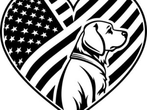 Patriotic Dog Heart DXF -