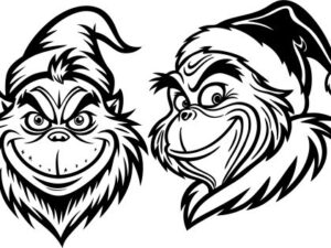 Grinch SVG Black and White - Free Christmas Design